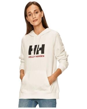 Helly Hansen Fitness ,Wit ,Katoen Logo Hoodie - Naturel