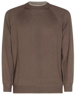 Eleventy Truien & Vesten ,Bruin ,Wol Ronde Hals Gebreide Kleding