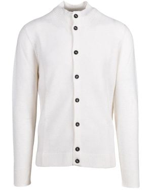 Kangra Stehkragen-Strickjacke Mit Knöpfen - Weiß