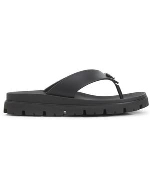 Prada Soft Cage Thongs - Black
