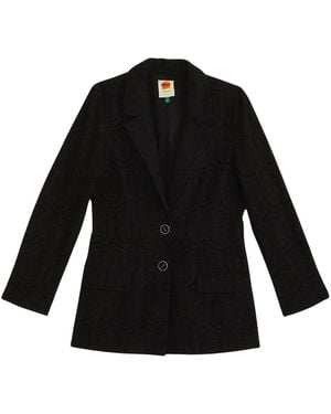 FARM Rio Eyelet Single-Breasted Blazer - Zwart