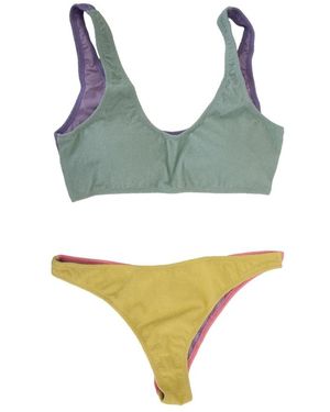 ME FUI Badmode ,Veelkleurig ,Polyester Slip-On Bikini Set - Groen