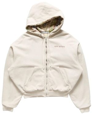 Acne Studios Hoodies & Sweatvesten ,Katoen Fleece Hoodie Met Logo - Naturel