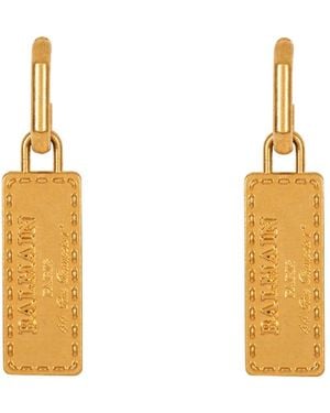 Balmain Accessoires ,Geel ,Signature Tubular Oorbellen - Metallic