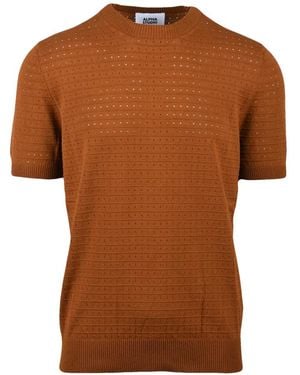 Alpha Studio Round-Neck Knitwear - Brown