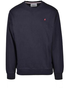 Replay Hoodies & Sweatvesten ,Blauw ,Katoen Felpa Girocollo Sweatshirt