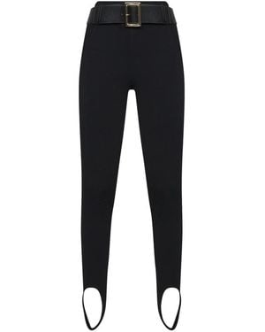 Self-Portrait Gestreifte Stretch-Jersey-Leggings Mit Steigbügel Und Gürtel - Schwarz