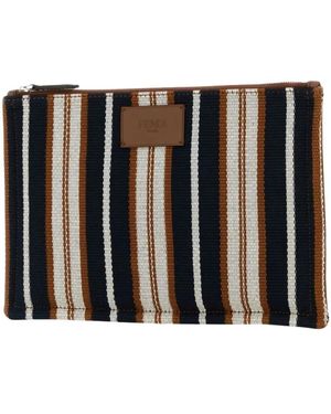 Fendi Signature Flat Pouch Medium - Schwarz