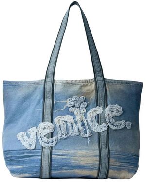 ERL Sturm-Print Tote Tasche Mit Logo - Blau