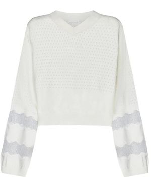 See By Chloé Jersey De Algodón Y Cachemira Con Detalles De Encaje, Mujer, Talla - Blanco