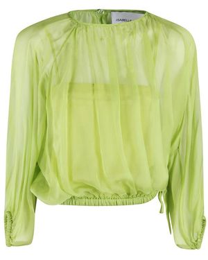 Isabelle Blanche Limetten Chiffon Bluse Mit Raglanärmeln - Grün