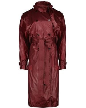 Saint Laurent Jassen ,Rood ,Nylon Lavallière Trenchcoat