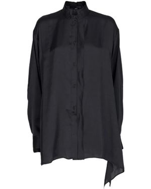 Isabel Benenato Overhemden ,Zwart ,Satin Shirt