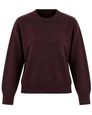 SOLOTRE Truien & Vesten ,Bruin ,Polyester Gebreide Trui Met Ronde Hals - Paars