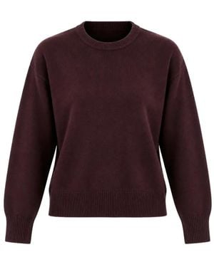 SOLOTRE Truien & Vesten ,Bruin ,Polyester Gebreide Trui Met Ronde Hals - Paars