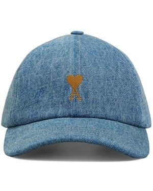 Ami Paris Accessoires ,Blauw ,Katoen Ami De Coeur Embroidery Cap
