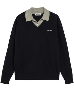 Miu Miu Truien & Vesten ,Blauw ,Wol Wollen Trui Van Kasjmier