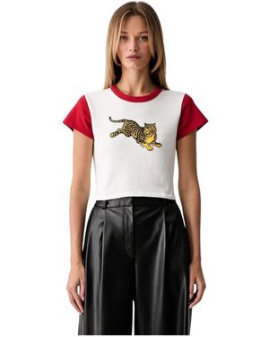 KENZO Jumping Tiger Cropped T-Shirt - Rood