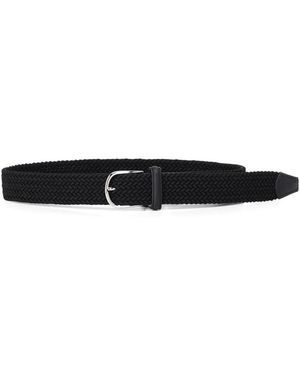 Anderson's Accessoires ,Zwart ,Leer Geweven Elastische Riem