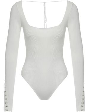 Anna October Langärmliger Strickbody - Weiß