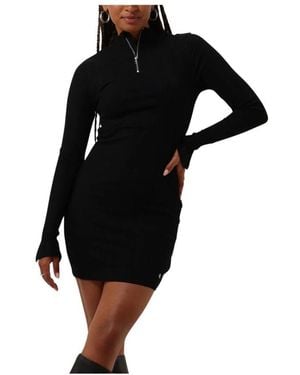 Calvin Klein Rib Half Zip Ls Kleid - Schwarz