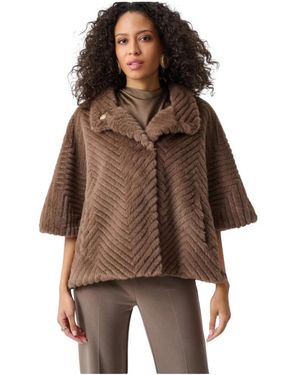 Joseph Ribkoff Faux Fur & Shearling Jackets - Brown