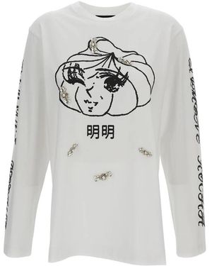 Simone Rocha Dim Sum Logo Langarm-T-Shirt - Grau