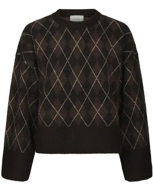 Neo Noir Kick Check Knit Blouse - Zwart