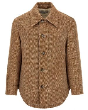 Ami Paris Chevron Wol Overshirt - Bruin