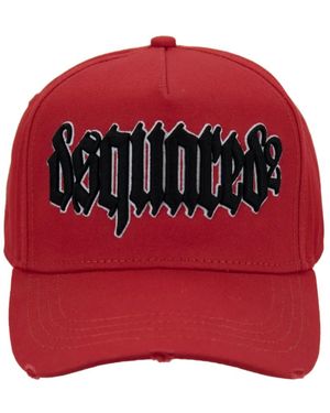 DSquared² Accessoires ,Rood ,Katoen Gotische Stijl Baseballpet Met Gesp