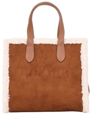 Marc Ellis Braune Wildledertasche Mit Shearling-Besatz