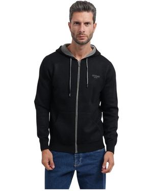 Guess Hoodies & Sweatvesten ,Zwart ,Wol Nolan Hooded Zipped Cardi Swtr