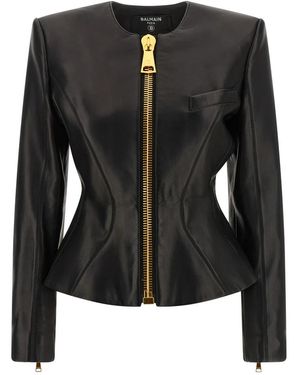 Balmain Leather Jackets - Negro