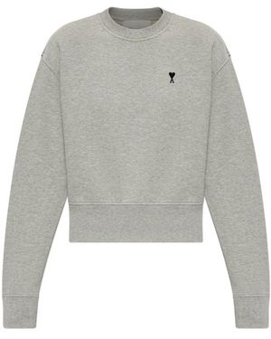 Ami Paris Sweatshirt Mit Gesticktem Logo - Grau