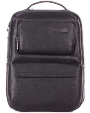 The Bridge Tassen ,Zwart ,Leer Logo Front Rugzak - Blauw