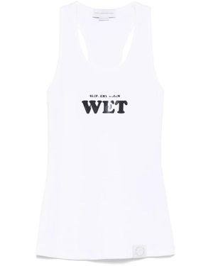 Stella McCartney Tops ,Wit ,Katoen Slippery When Wet Racerback Tanktop