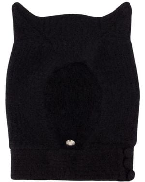 Coperni Schwarze gestrickte horn beanie mütze
