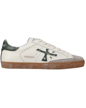 Premiata Steven logo grüne sneakers - Weiß