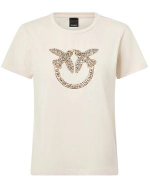 Pinko Tops ,Katoen Quentin T-Shirt Jersey - Naturel