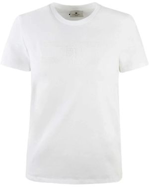 【注目】Elisabetta Franchi ロゴコットンTシャツ Elisabetta Franchi - Logo cotton t-shirt White - The Corner