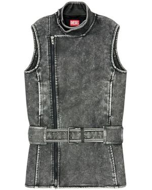 DIESEL Biker-Stijl Mini Jurk Met Riem - Grijs