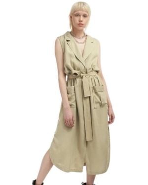 Blauer Ärmelloses Kleid - Natur