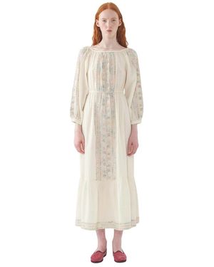 Antik Batik Kleedjes ,Katoen Geborduurde Jurk Alex - Wit