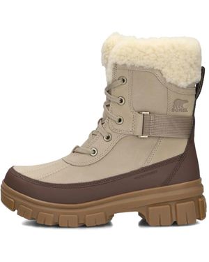 Sorel Taupe Stijlvolle Winterlaarzen Met Teddy Kraag - Bruin