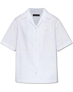 Lacoste Overhemden ,Wit ,Katoen Shirt Met Logo
