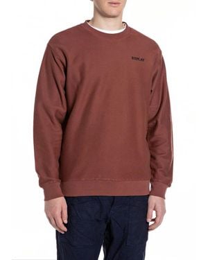 Replay Sweatshirt Mit Diagonalem Strukturmuster Und Rundhalsausschnitt - Rot