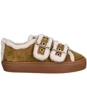 Inuikii Shearling Low Velcro Buckle - Braun