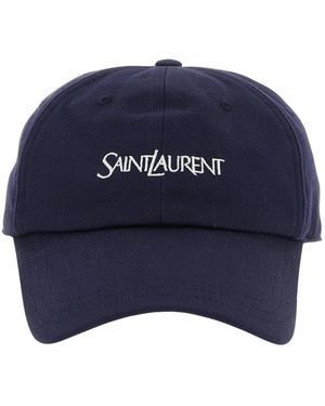Saint Laurent Cap Van Katoen Gabardine - Blauw