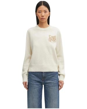 Maison Kitsuné Round-Neck Knitwear - Blanc