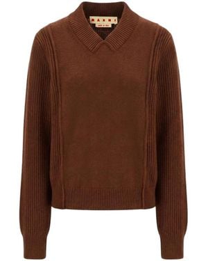 Marni V-Neck Strickware - Braun